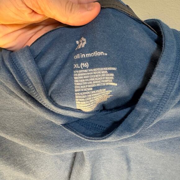 All in Motion Short Sleeve Hooded Top Gorpcore Grey Colorblock Sides Pocket XL - Picture 4 of 4